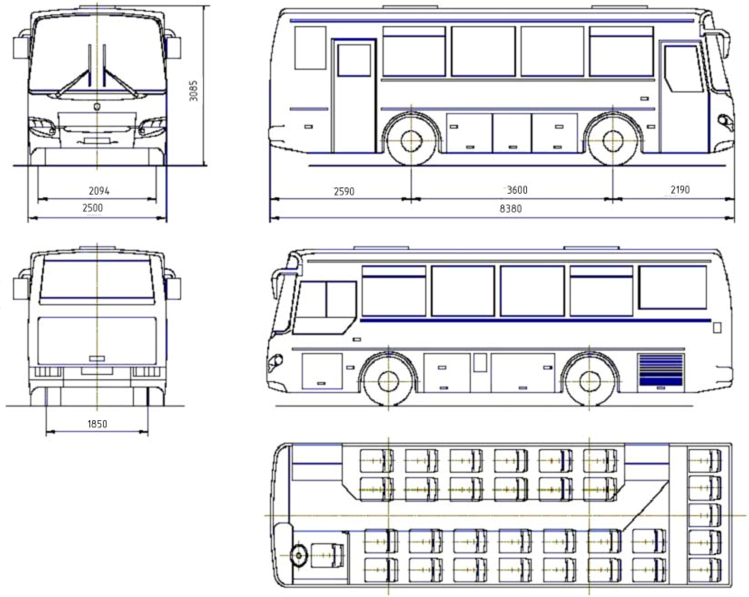 Расположение мест в автобусе маз