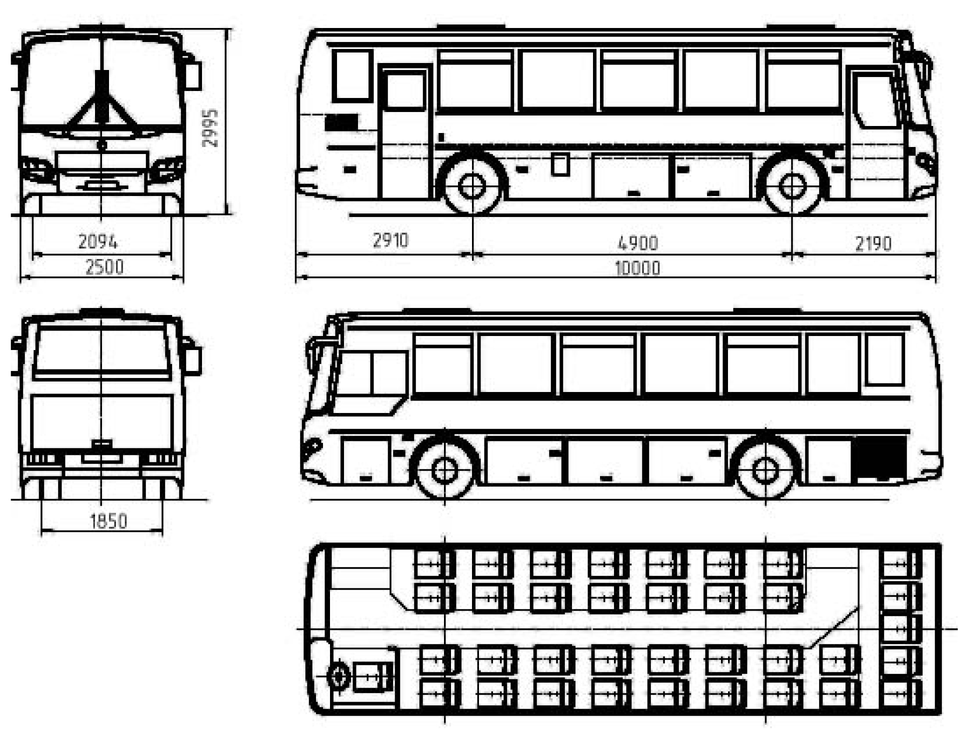 Размеры автобуса паз